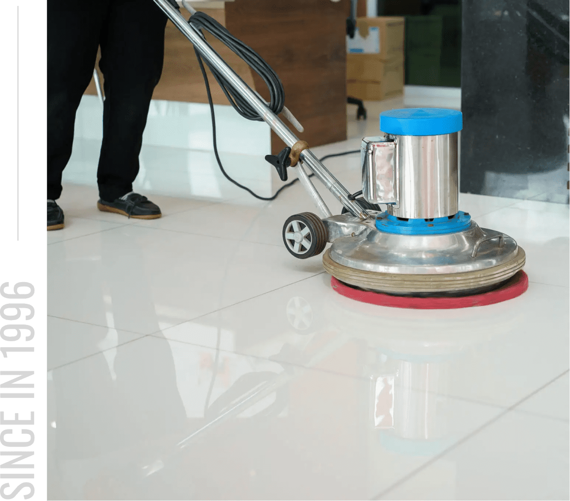 Floor polishing with machine