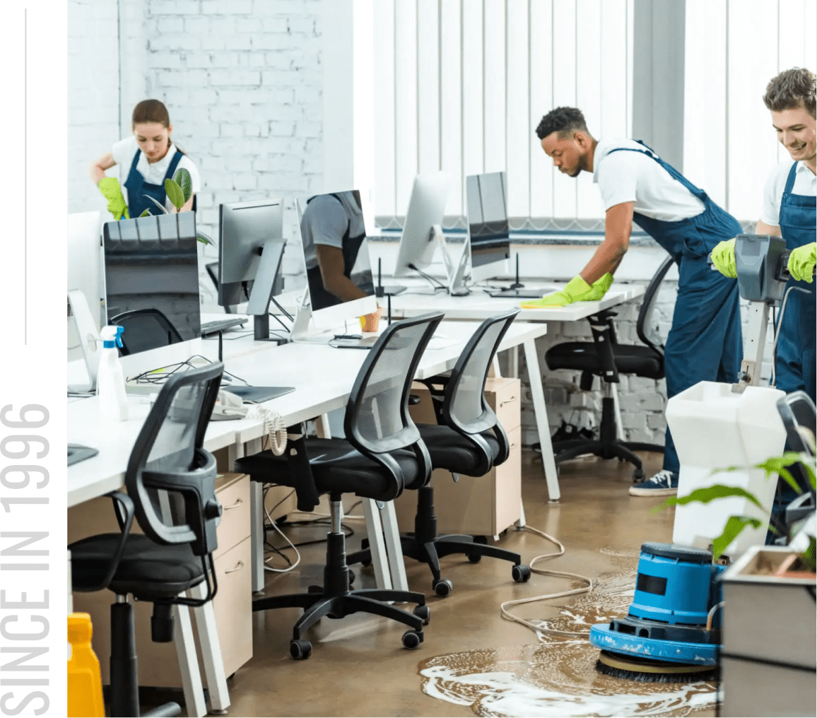 Office cleaning crew at work