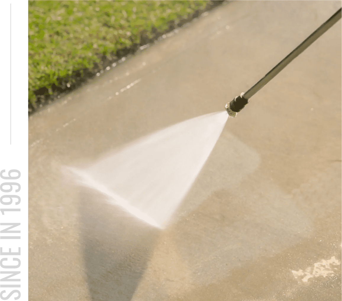 Pressure washing a concrete surface
